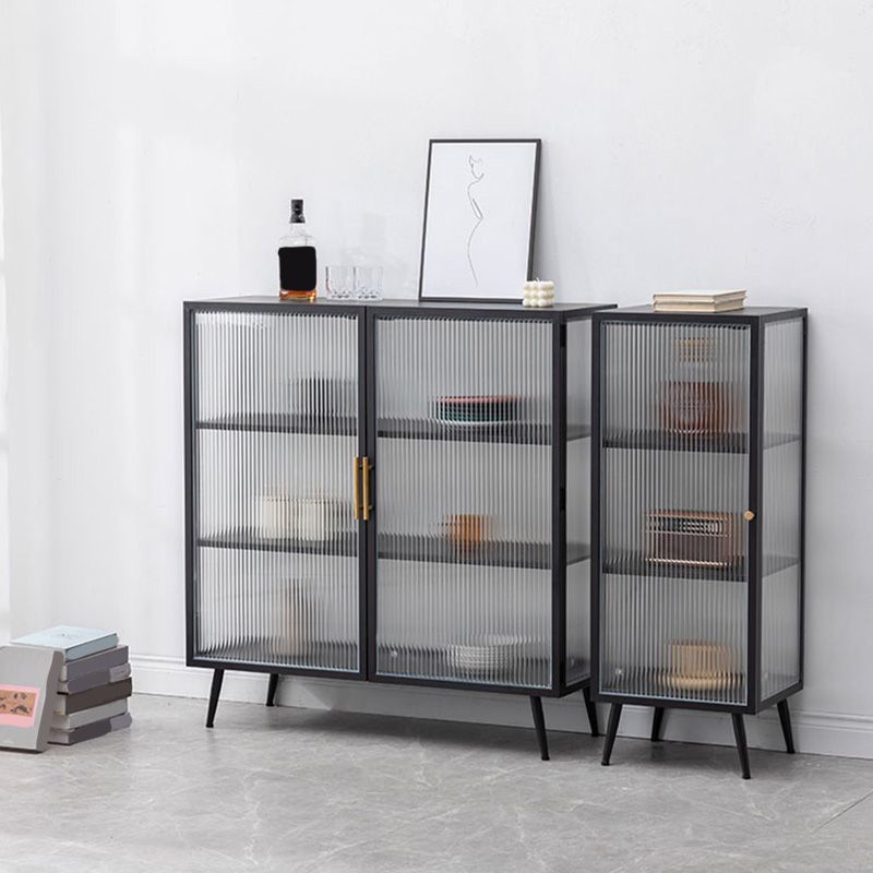 Armoire à plate-forme en métal moderne Batteur de rangement à la maison avec porte en verre