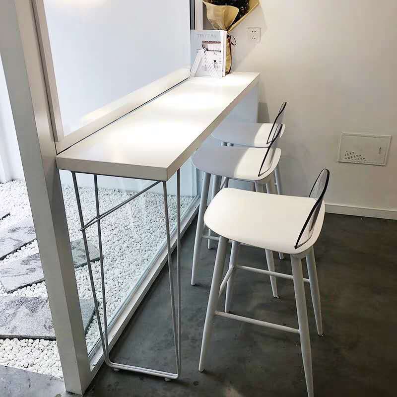 Modern White Counter Height Table Metal and Wood Indoor Rectangle Pub Bar Table Clearhalo 'Bar Furniture' 'Bar Tables' 'bar_tables' 'furn' 'furn_bar_tables' 'Furniture' 'furniture_bar_tables' 'Kitchen & Dining Furniture' 'kitchen&dining_furn' 'kitchen' 1200x1200_51567f3c-94e5-4483-9665-9e3213b5e74e