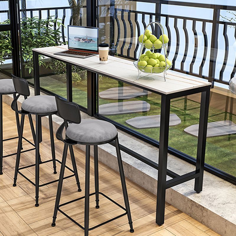 Black Trestle Cocktail Bar Table Rectangle Footrest Indoor Bar Wine Table (only table) Clearhalo 'Bar Furniture' 'Bar Tables' 'bar_tables' 'Furniture' 'furniture_bar_tables' 'Kitchen & Dining Furniture' 'kitchen&dining_furn' 'kitchen' 1200x1200_51588313-f989-418b-ac45-4a3ee25b976c