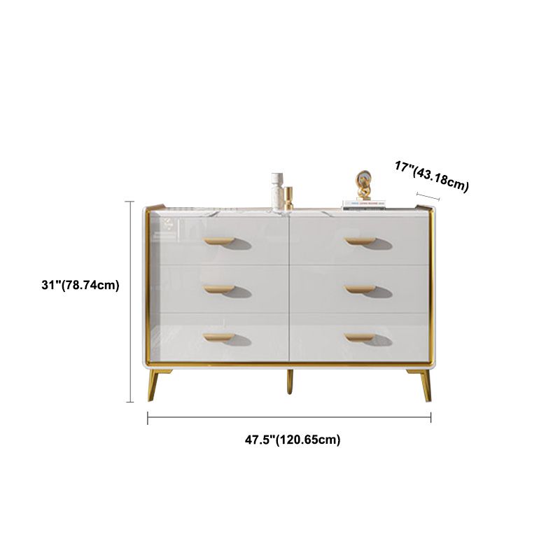 Cassa di legno in oro in oro in stile glam con cassetti multipla