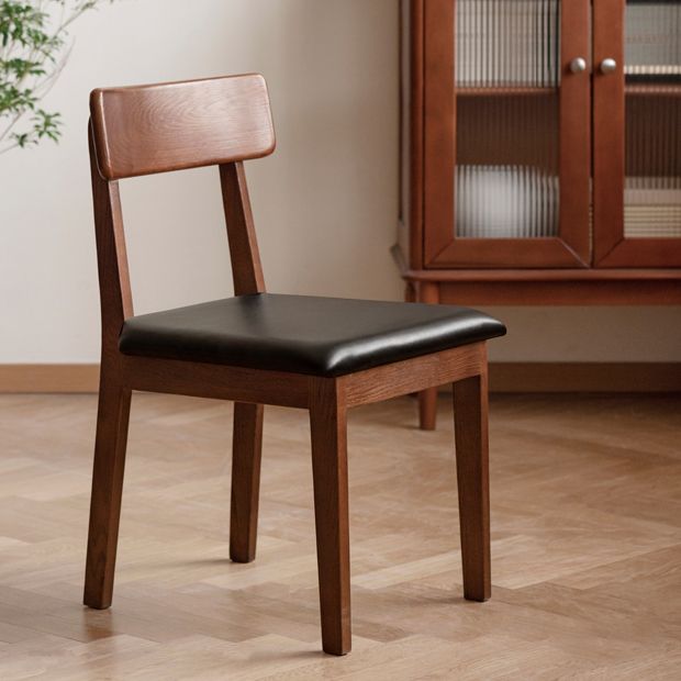 Eigentijdse gestoffeerde armloze stoel, indoor eiken eetstoel