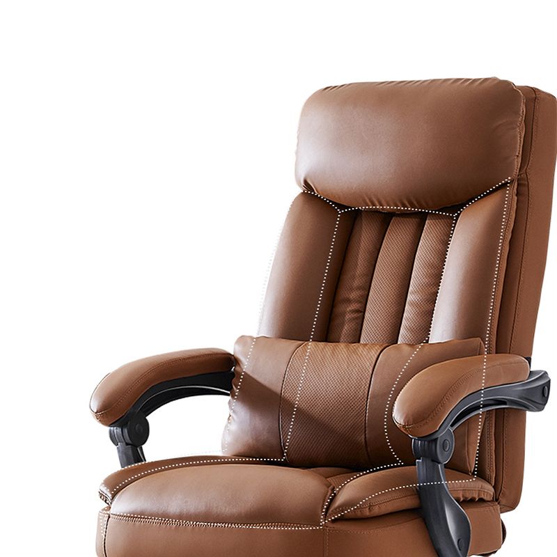 Silla de escritorio moderna Silla de cuero para computadora Silla con respaldo alto en marrón