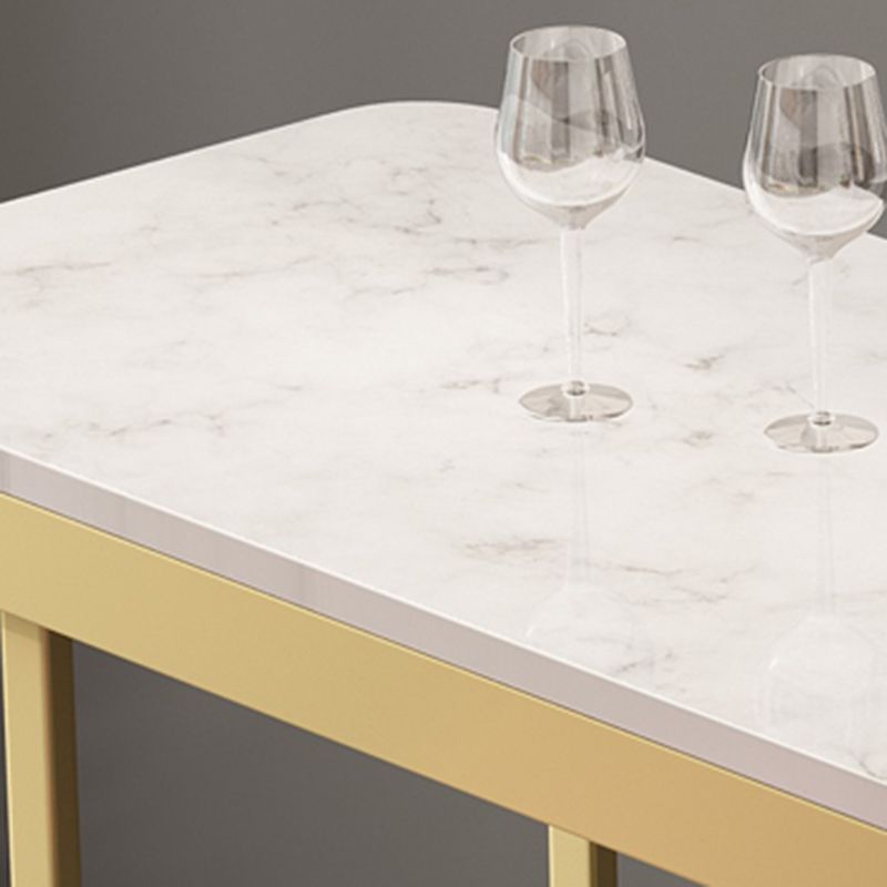 Indoor White and Gold Counter Wine Table Rectangle Storage Bar Height Pub Table