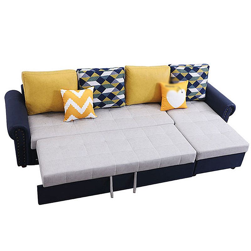 Rolled Arm Sectionals 116.14"L x 59.06"W x 38.58"H Cushion Back Sofa Bed with Storage Clearhalo 'furn' 'furn_sectionals' 'Furniture' 'furniture_sectionals' 'Living Room Furniture' 'Sectionals' 1200x1200_515c8feb-3c17-4852-a77a-6c58d0f2043a