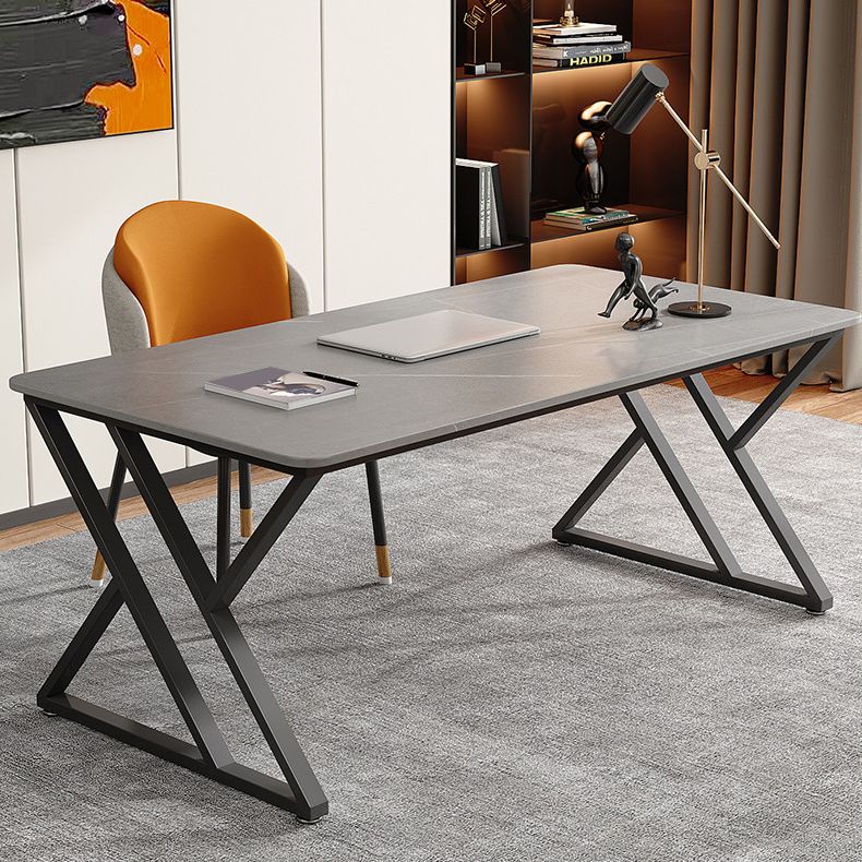 オフィス用の現代的な石造りのデスク曲線灰色のライティングデスク