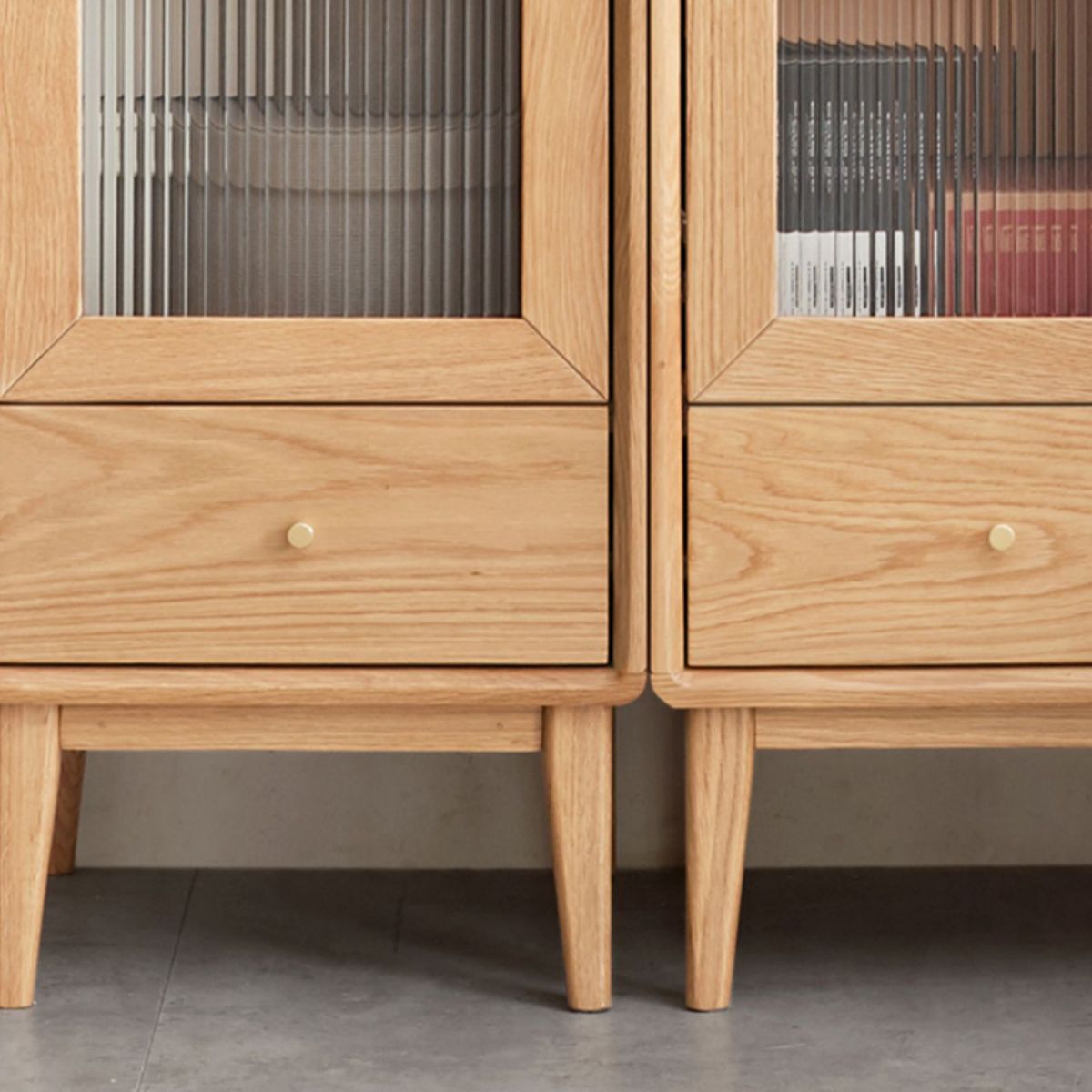 ガラスパーン1-引き出し固体木製ノブストレートレッグアクセントキャビネット