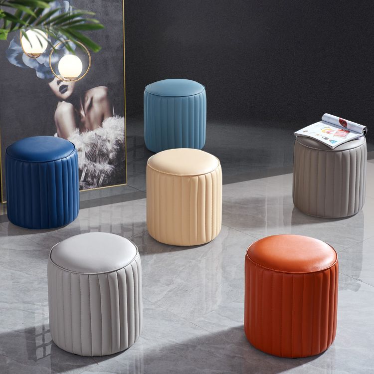 Modern Orange Pouf Water Resistant Round Pure Color Leather Pouf Clearhalo 'furn' 'furn_ottomans_poufs' 'Furniture' 'Living Room Furniture' 'Ottomans & Poufs' 'ottomans_poufs' 1200x1200_515f8be6-3ea8-47c2-838e-3b1c83c64d86