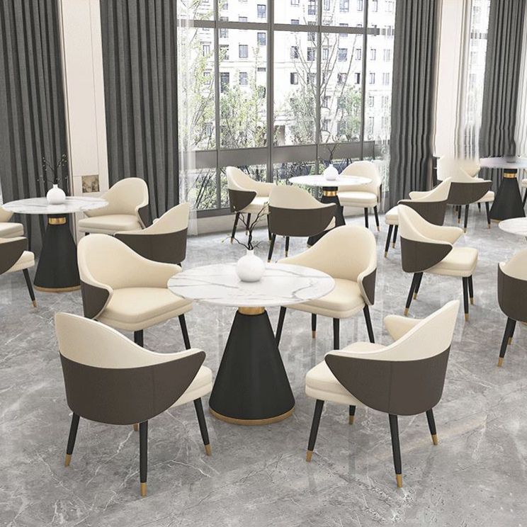 Glam Sintered Stone Dining Set Round 1/2/5 Pieces Dining Set Clearhalo 'Dining Room Sets' 'Dining Tables & Seating' 'dining_room_set' 'furn' 'furn_dining_room_set' 'Furniture' 'Kitchen & Dining Furniture' 1200x1200_515ff3b8-1331-4b62-bd06-a94e58c8a338