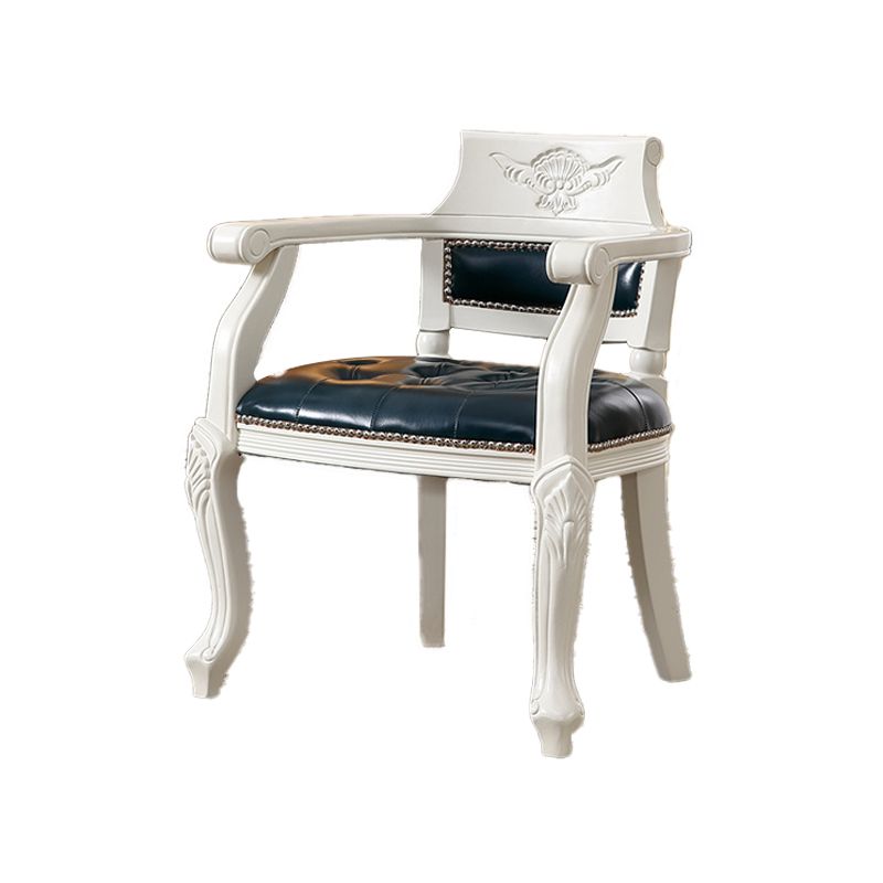 Rustieke stijl eetkamerstoel lederen stoel met houten basis voor thuis