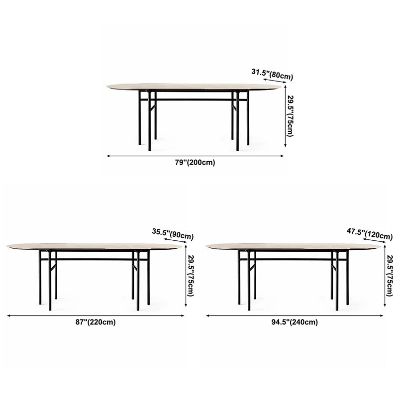 Metal Modern Oval Dining Table Wood Top Table for Dining Room and Kitchen Clearhalo ' dining_table' 'Dining Tables & Seating' 'Dining Tables' 'furn' 'furn_dining_table' 'Furniture' 'furniture_dining_table' 'Kitchen & Dining Furniture' 'kitchen&dining_furn' 'kitchen' 'kitchen_dining_table' 1200x1200_5163cc79-c5b2-4724-8062-0abb6d0a8b9d
