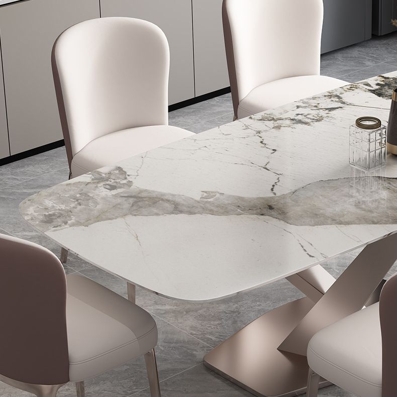 Glam Style Dining Rectangle Table Dining Sintered Stone Table for Home Use Clearhalo 'Dining Tables & Seating' 'Dining Tables' 'dining_table' 'furn' 'furn_dining_table' 'Furniture' 'Kitchen & Dining Furniture' 1200x1200_51643446-0367-4c37-8051-d90300bc3565