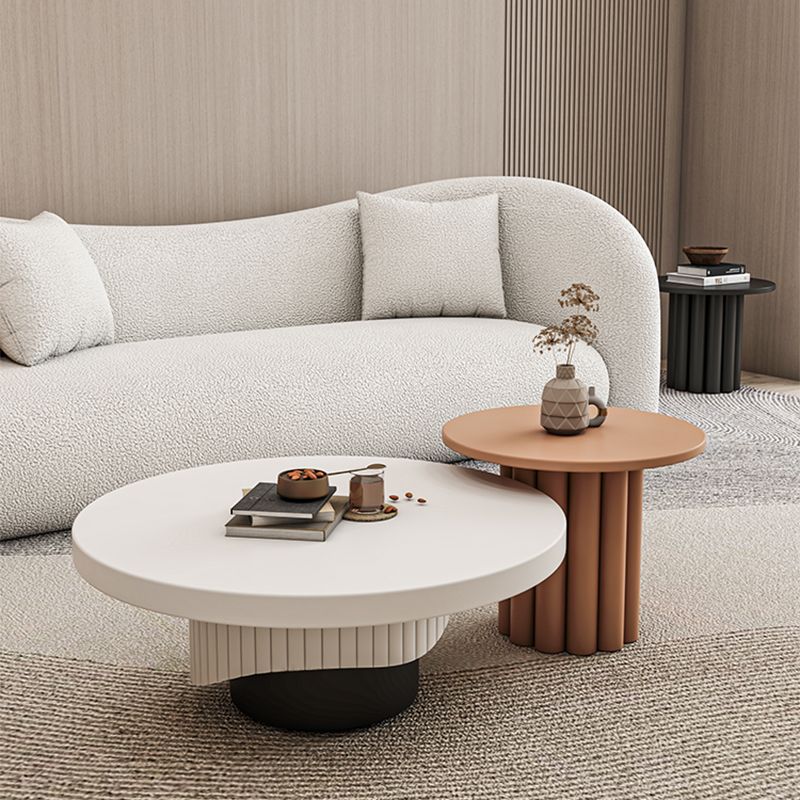 Modern Coffee Table Wooden Round Nesting Coffee Table Set with Pedestal Legs Clearhalo 'Coffee & Accent Tables' 'Coffee Tables' 'coffee_tables' 'furn' 'furn_coffee_tables' 'Furniture' 'Living Room Furniture' 1200x1200_516487fd-99fe-4657-aca8-65cd513f4ab4