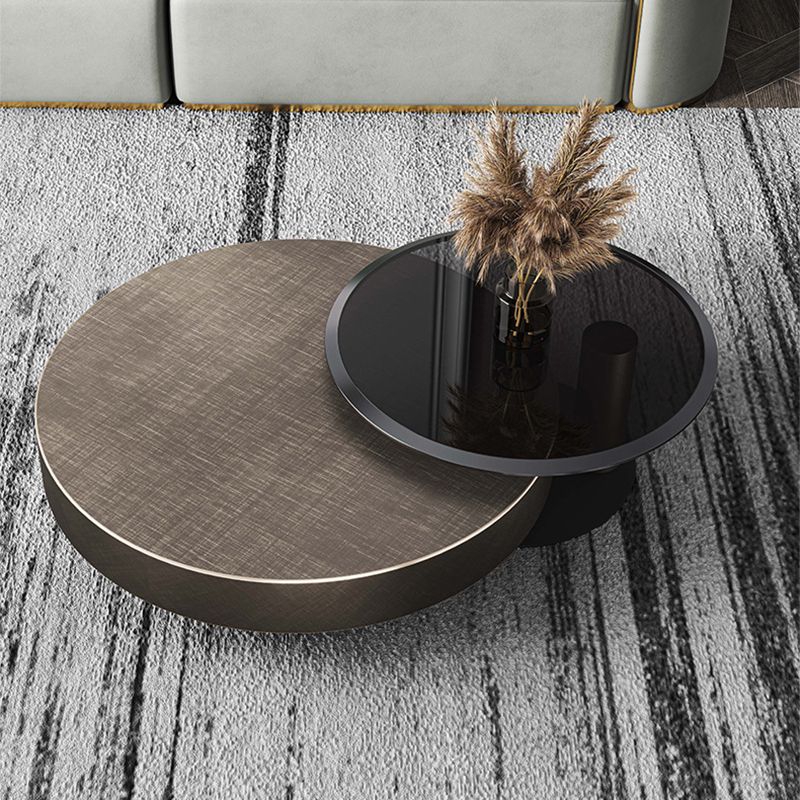Mid-Century Modern Round Coffee Table Metal Cocktail Table in Distressed Finish Clearhalo 'Coffee & Accent Tables' 'Coffee Tables' 'coffee_tables' 'furn' 'furn_coffee_tables' 'Furniture' 'Living Room Furniture' 1200x1200_51661dcb-ef62-4216-a0c2-727d31682b9d