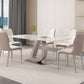 Glam eettafel, rechthoekige stenen eetkamertafel in wit