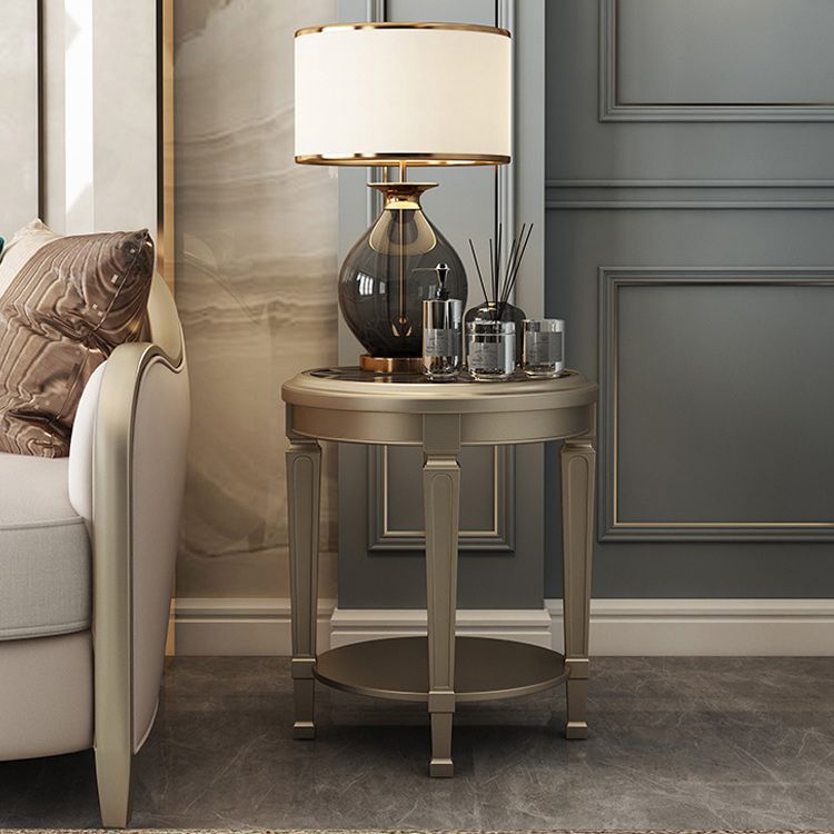 26 "背の高い4脚ソリッドウッドエンドテーブルコンテンポラリーラウンドダブルティアエンドテーブル