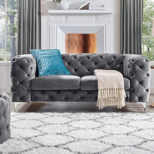 Zeitgenössischer Tufted-Sofa 2/3-Sitztuxedo-Arm mit Metallbeinen