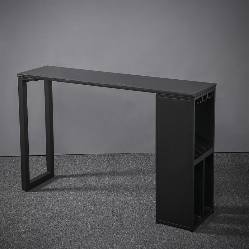 Industrial Style Rectangle Bar Table 42-inch Height Iron Pedestal Bistro Table Clearhalo 'Bar Furniture' 'Bar Tables' 'bar_tables' 'furn' 'furn_bar_tables' 'Furniture' 'furniture_bar_tables' 'Kitchen & Dining Furniture' 1200x1200_5168297e-d0fb-4181-8a3f-2b2df674b1f9