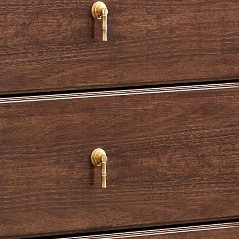 Commode de rangement en bois de noyer Glam Commode de chambre à coucher en marron avec tiroirs