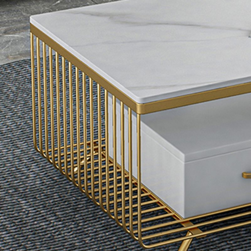 Rectangular Stone 4 Legs Coffee Cocktail Table with 2 Drawers Clearhalo 'Coffee & Accent Tables' 'Coffee Tables' 'coffee_tables' 'furn' 'furn_coffee_tables' 'Furniture' 'Living Room Furniture' 1200x1200_516dfcf5-a105-4a8c-bdff-86619725787b