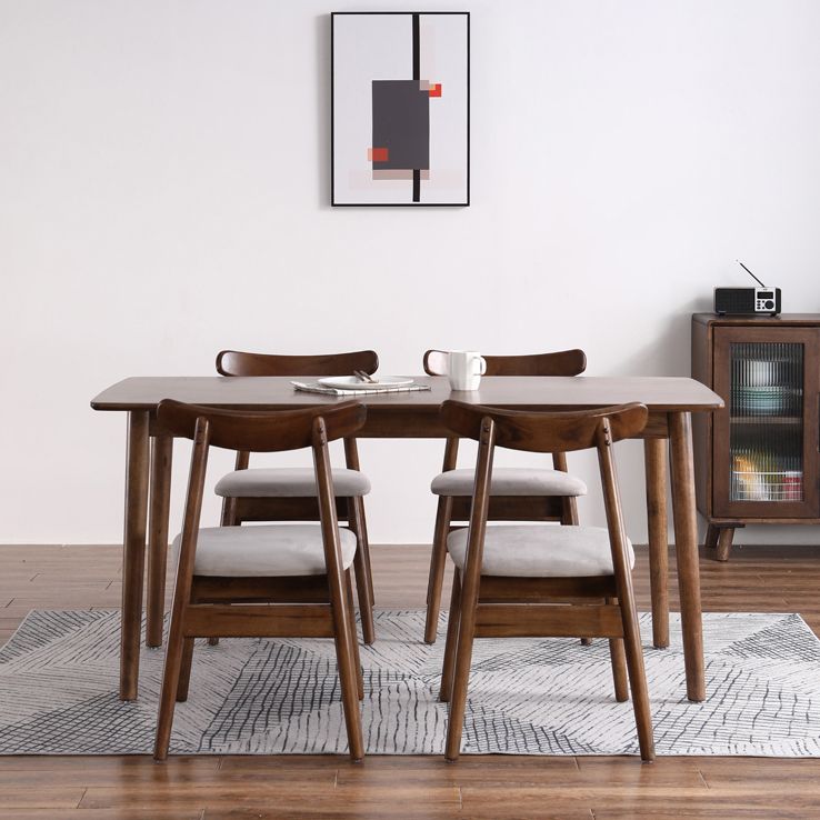 Rectangle Rubber Wood Table Modern Dining Table in Walnut with 4 Legs for Restaurant Clearhalo ' dining_table' 'Dining Tables & Seating' 'Dining Tables' 'furn' 'furn_dining_table' 'Furniture' 'furniture_dining_table' 'Kitchen & Dining Furniture' 'kitchen&dining_furn' 'kitchen' 'kitchen_dining_table' 1200x1200_516ea4a8-b796-4563-bdf0-343aa95130c9
