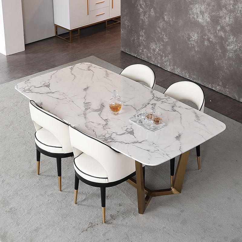 Glam Open Back Dineren fauteuil pu lederen eetkamerstoel met massieve houten benen