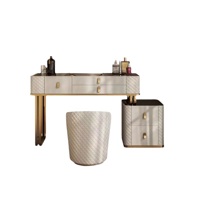 Glam Mirrored Glass Vanity Desk Bedroom Vanity Dressing Table with Drawer