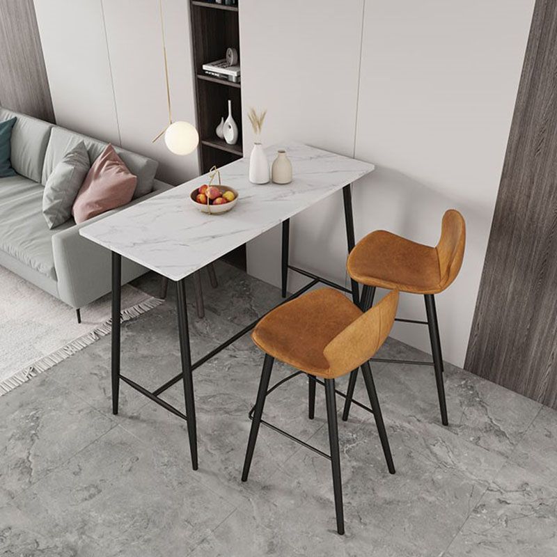 Industrial Black Metal Bar Table Faux Marble Rectangle Top Bistro Table - 47" x 23" x 41" Clearhalo 'Bar Furniture' 'Bar Tables' 'bar_tables' 'furn' 'furn_bar_tables' 'Furniture' 'furniture_bar_tables' 'Kitchen & Dining Furniture' 'kitchen&dining_furn' 'kitchen' 1200x1200_5174d38a-7d9d-4e7d-bd0a-15178b4c01e5