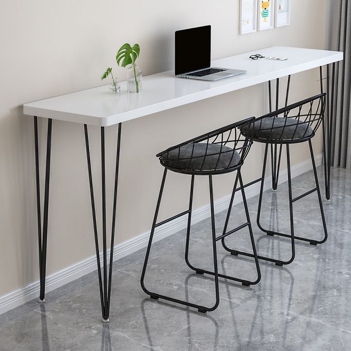 Modern Wood Rectangle Bar Table Metal Legs for Milk Tea Shop Clearhalo 'Bar Furniture' 'Bar Tables' 'bar_tables' 'furn' 'furn_bar_tables' 'Furniture' 'Kitchen & Dining Furniture' 1200x1200_5175439b-7df3-4c1d-b7a6-80b1c3f189f9