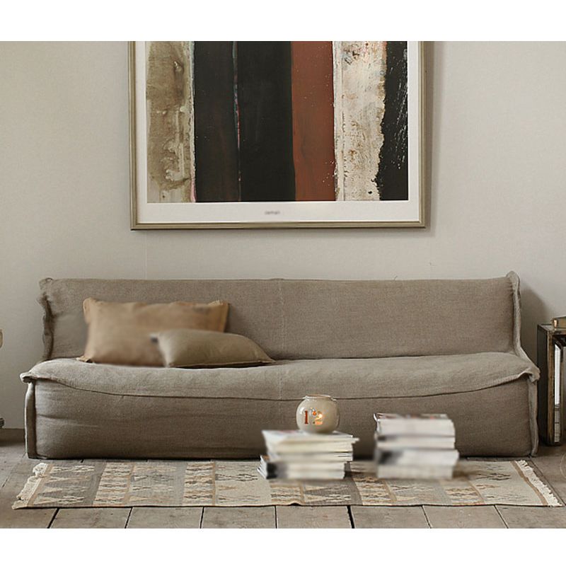 Cotton Blend/ Faux Leather Sofa Armless Settee for Three People Clearhalo 'furn' 'furn_sofas' 'Furniture' 'furniture_sofas' 'Living Room Furniture' 'Sofa' 'sofas' 1200x1200_5175bfee-51cc-4fa8-bedd-04655a026df2