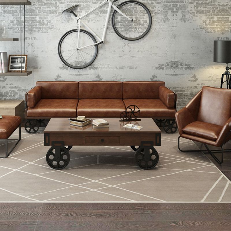 Modern Abstract Wooden Coffee Table Rectangular Top Shape Cocktail Table