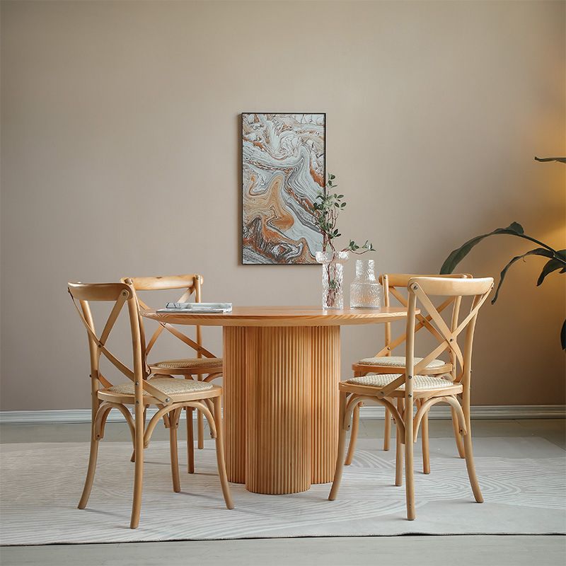Minimalistische ronde eettafelset 1/2/3/4/5/7-delige grenen dinetteset