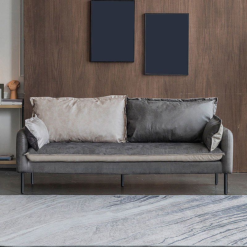 Contemporary Faux Leather Sofa Square Arm Couch with Pillows Clearhalo 'furn' 'furn_sofas' 'Furniture' 'furniture_sofas' 'Living Room Furniture' 'Sofa' 'sofas' 1200x1200_5179a541-3661-4d6b-b923-2de65d02b99f