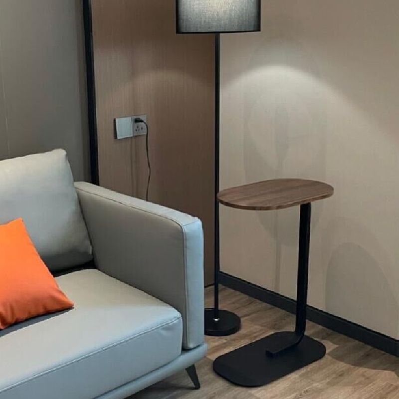 Table de l'extrémité piédestal moderne Table d'appoint Elliptique Faux Wood - 19,69 "W