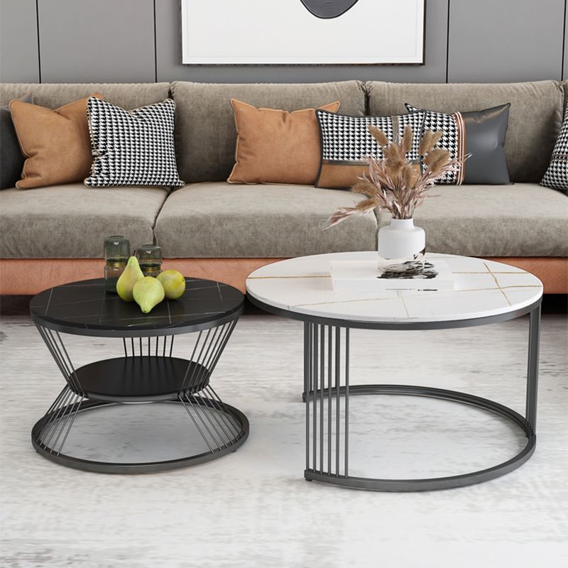 Slate Coffee Table Round Nesting Coffee Table Set for Living Room Clearhalo 'Coffee & Accent Tables' 'Coffee Tables' 'coffee_tables' 'furn' 'furn_coffee_tables' 'Furniture' 'Living Room Furniture' 1200x1200_517a37e5-8c3e-494c-bb45-bc6352fcba47