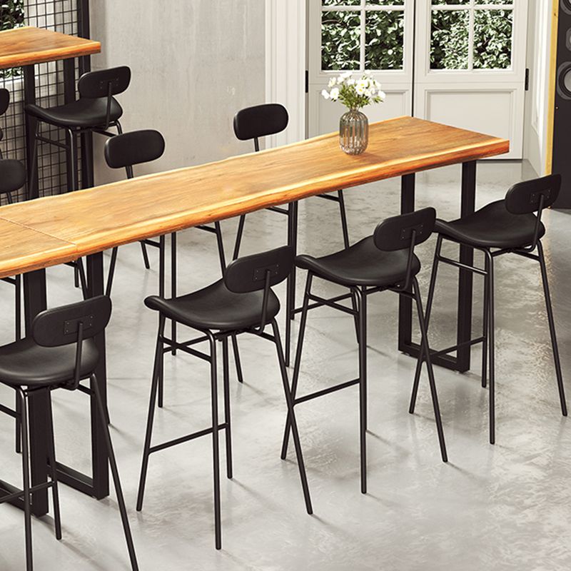 Faux Leather Bar Stools Scandinavian Low Back Armless Barstool with 4 Iron Legs Clearhalo 'Bar Furniture' 'Bar Stools' 'bar_stools' 'furn' 'furn_bar_stools' 'Furniture' 'Kitchen & Dining Furniture' 1200x1200_517cacfa-1ad2-4765-8c2c-9ecefb5e731a