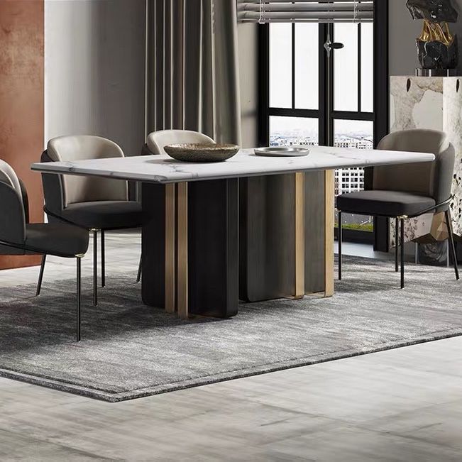 Mesa de comedor rectangular de piedra de lujo tradicional para el hogar