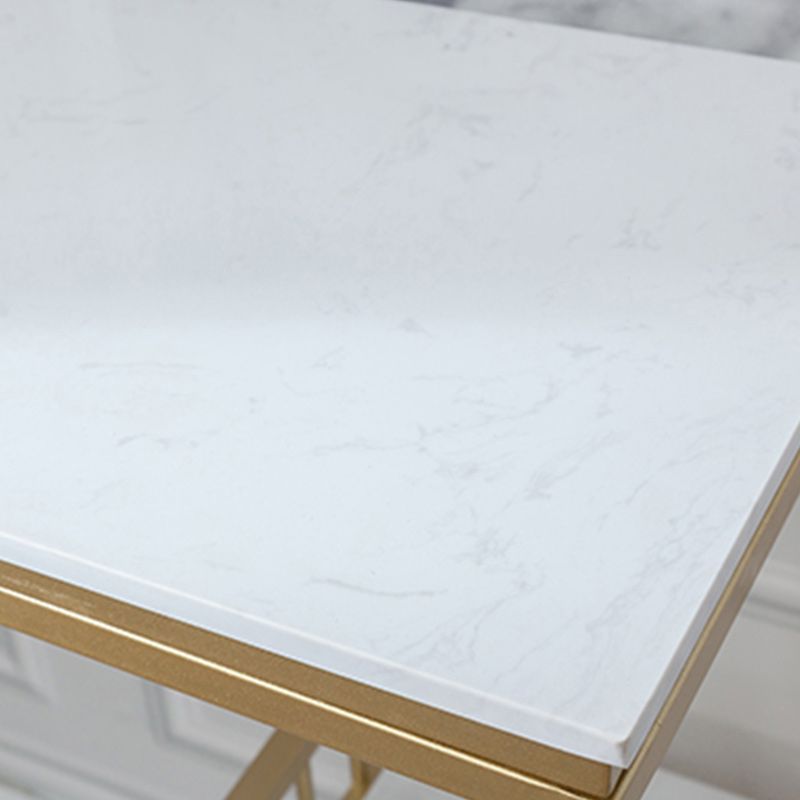 Stenen bar eettafel glam rectangle balk tafel met dubbele voetstuk voor keuken