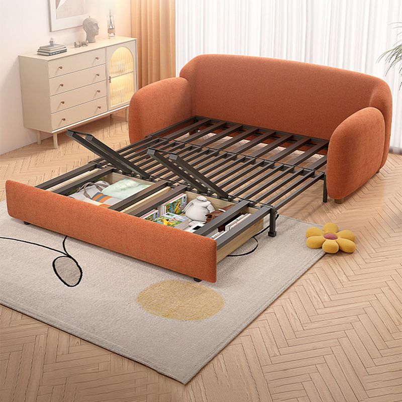 Ronde armbank bed met 2 kussens slipcovered bank in oranje