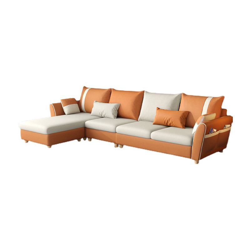 4-seater Sectional with Four Pillows Back and Storage for Apartment Clearhalo 'furn' 'furn_sectionals' 'Furniture' 'furniture_sectionals' 'Living Room Furniture' 'Sectionals' 1200x1200_51813537-4faa-4fa6-8592-e041f53060f9