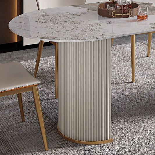 Luxury Sintered Stone Table Oval White Table with Double Pedestal Clearhalo 'Dining Tables & Seating' 'Dining Tables' 'dining_table' 'furn' 'furn_dining_table' 'Furniture' 'Kitchen & Dining Furniture' 1200x1200_5182c03d-68f6-4abb-9943-50f32eb4dc8d