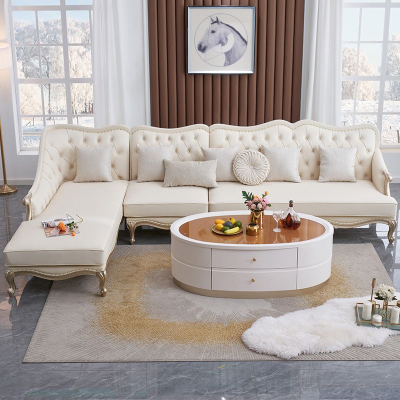 38.18" Tall Nailhead Trim Sectional Sofa Sloped Arm Genuine Leather Sofa Clearhalo 'furn' 'furn_sectionals' 'Furniture' 'Living Room Furniture' 'Sectionals' 1200x1200_51836240-ee5b-48f1-ad64-6cb8ef306722