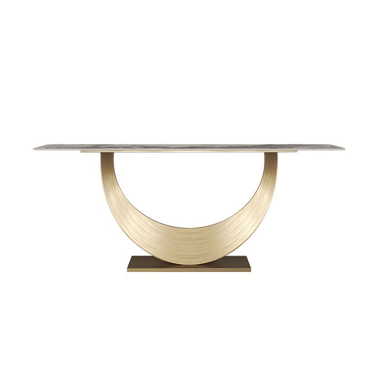 Glam Rectangle Console Table Golden Stone Console Sofa Table for Hall