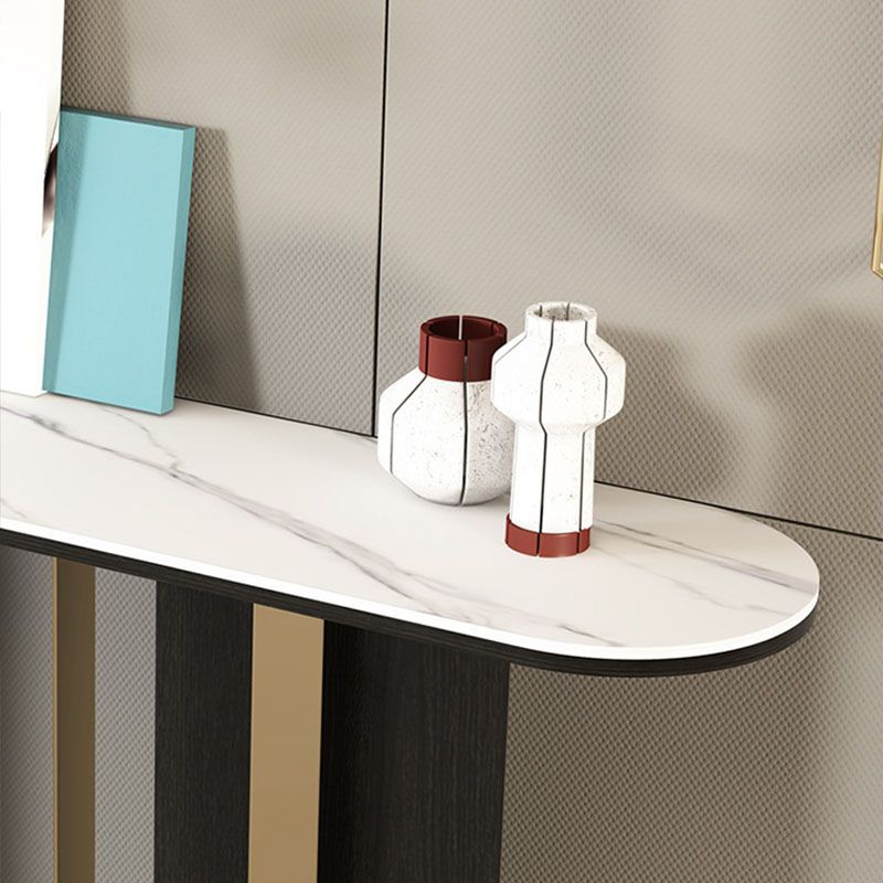 Glam Metal Console Sofa Table Oval Stone Console Accent Table for Hall Clearhalo 'Console Tables' 'console_tables' 'Entry & Mudroom Furniture' 'furn' 'furn_console_tables' 'Furniture' 1200x1200_5185dfb5-76f2-4c4a-97b5-fcec910ae5ea