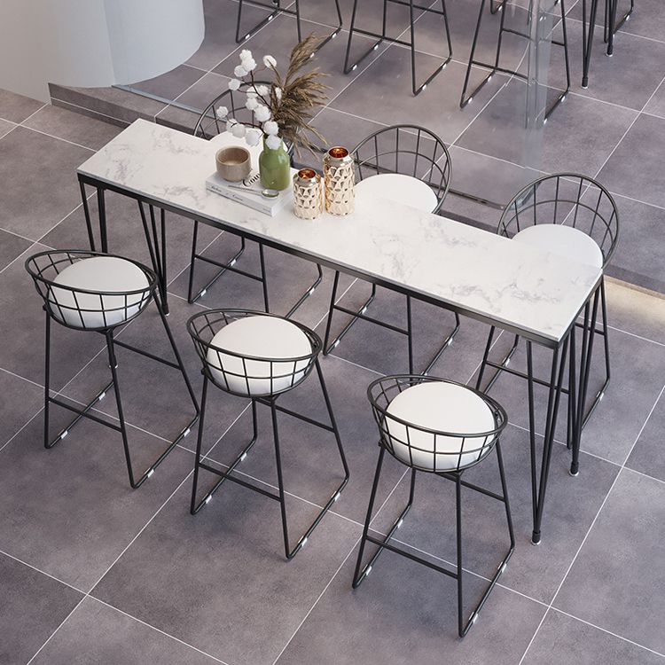 Modern Marble Pub Table with Rectangle Table Top Black Legs Table - 42" H Clearhalo 'Bar Furniture' 'Bar Tables' 'bar_tables' 'furn' 'furn_bar_tables' 'Furniture' 'furniture_bar_tables' 'Kitchen & Dining Furniture' 1200x1200_5185ec96-0834-4667-9a93-fed3e373d735