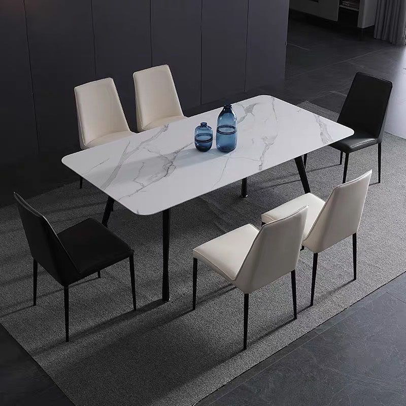 Rectangle Stone Top Dining Table Contemporary Dining Table with 4 Legs Clearhalo 'Dining Tables & Seating' 'Dining Tables' 'dining_table' 'furn' 'furn_dining_table' 'Furniture' 'furniture_dining_table' 'Kitchen & Dining Furniture' 'kitchen' 'kitchen_dining_table' 1200x1200_51869d7e-6cb3-4e8b-9b5d-edf36cb70153