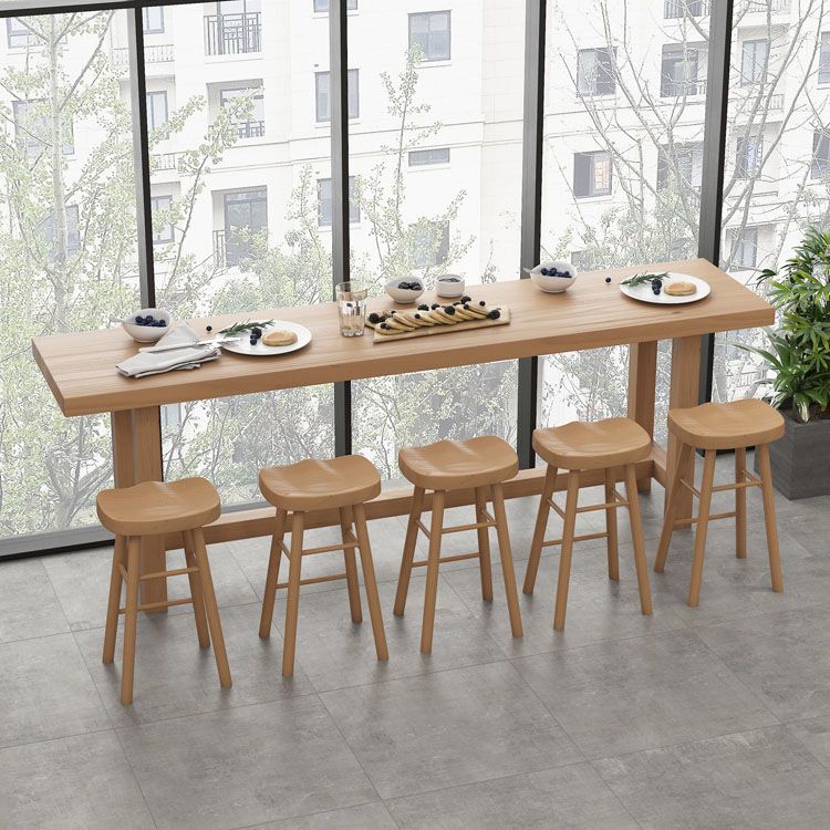 Tavolo da bar rettangolo in stile contemporaneo banda da bar in legno massello con base di cavalletto