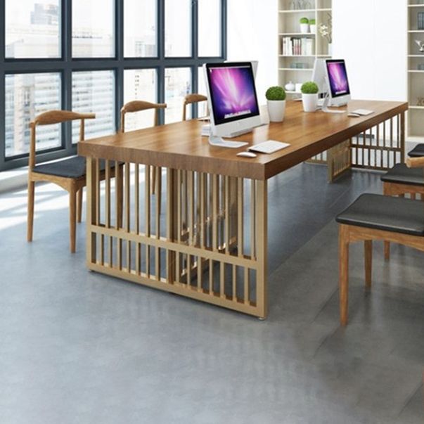 Scrivania rettangolare da scrivania glam in legno massiccio da sede da ufficio in legno