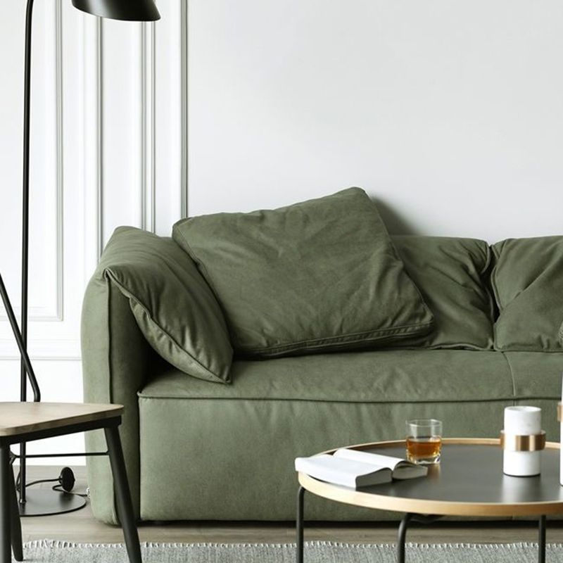 Living Room Faux Leather Settee Green Slipcovered Sofa with Pillow Top Arm Clearhalo 'furn' 'furn_sofas' 'Furniture' 'furniture_sofas' 'Living Room Furniture' 'Sofa' 'sofas' 1200x1200_518b3f13-f65a-4422-b799-992f0b6368c4