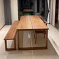 Table à manger en bois massif, Table de dîner de forme rectangulaire pour le salon