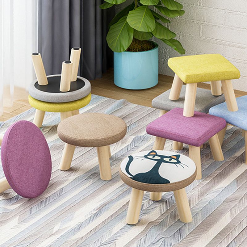 Katoenen linnen ottoman houten frame hele gekleurde hedendaagse gestoffeerde poef